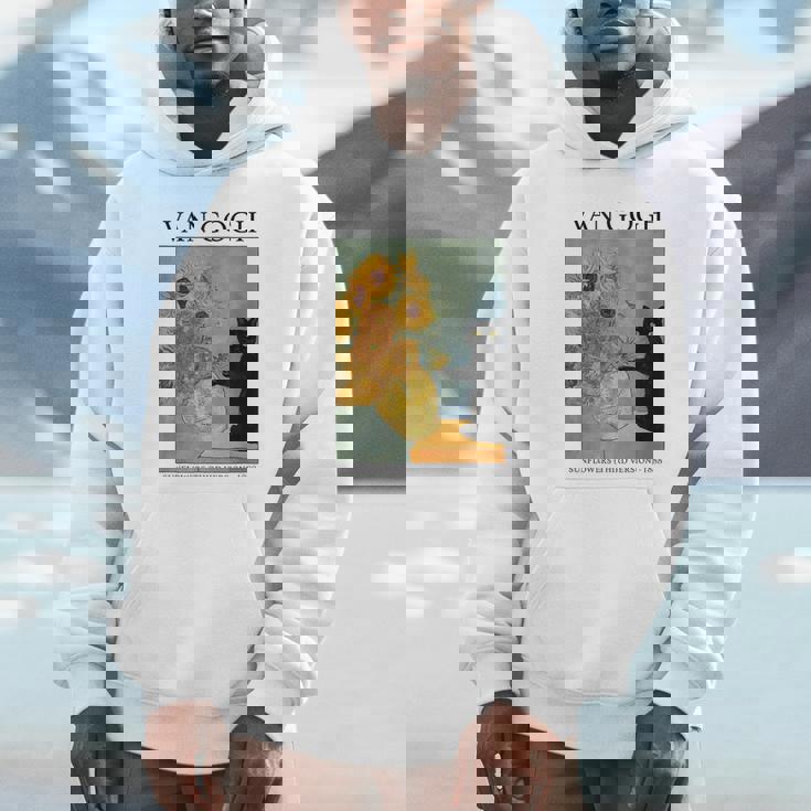 ひまわりと黒猫のヴィンテージアート 猫好き 猫飼い 猫 ネコ ねこくろねこ好き 面白い パーカー