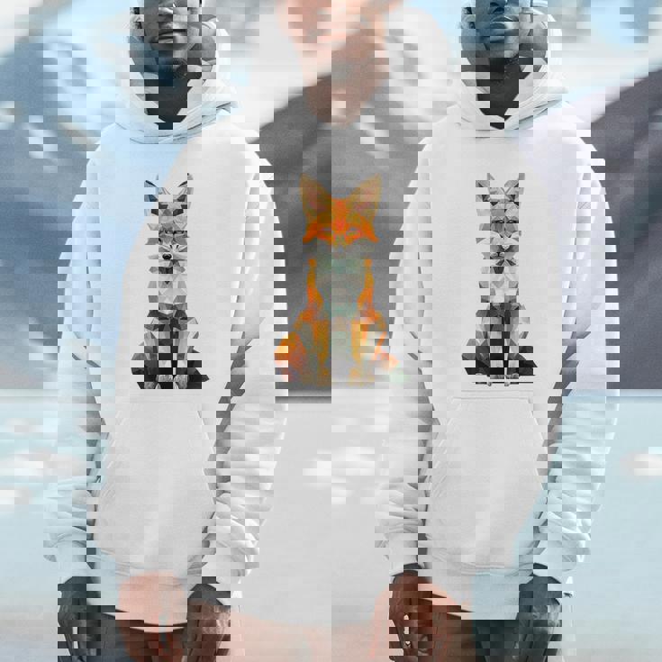 キツネ アニマル柄 グラフィック ポートレート イラスト 幾何学 キツネ パーカー