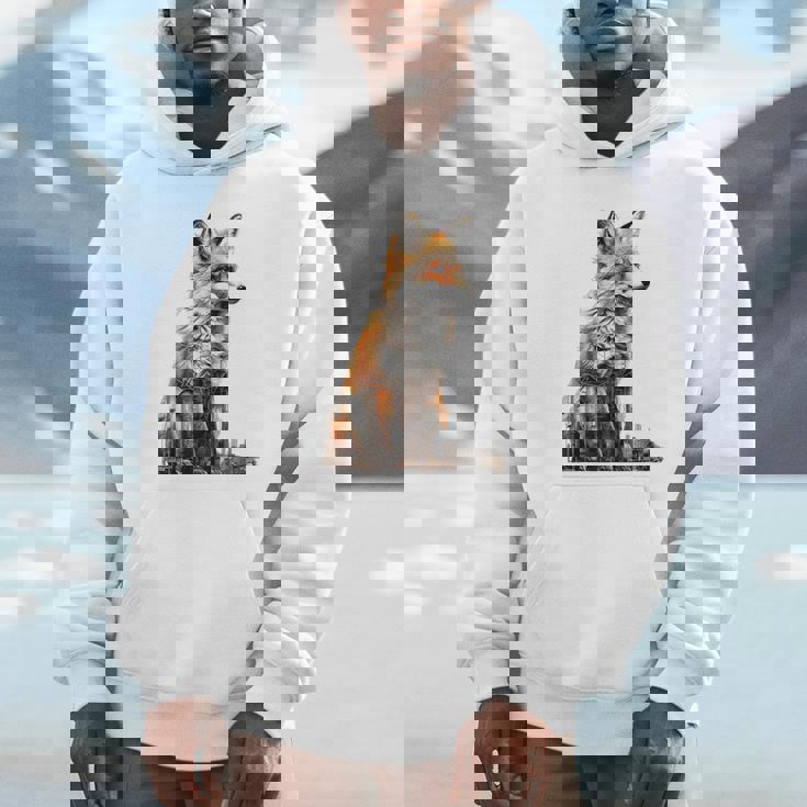 キツネ アニマル柄 モチーフ 抽象 イラスト 描画 狐 パーカー