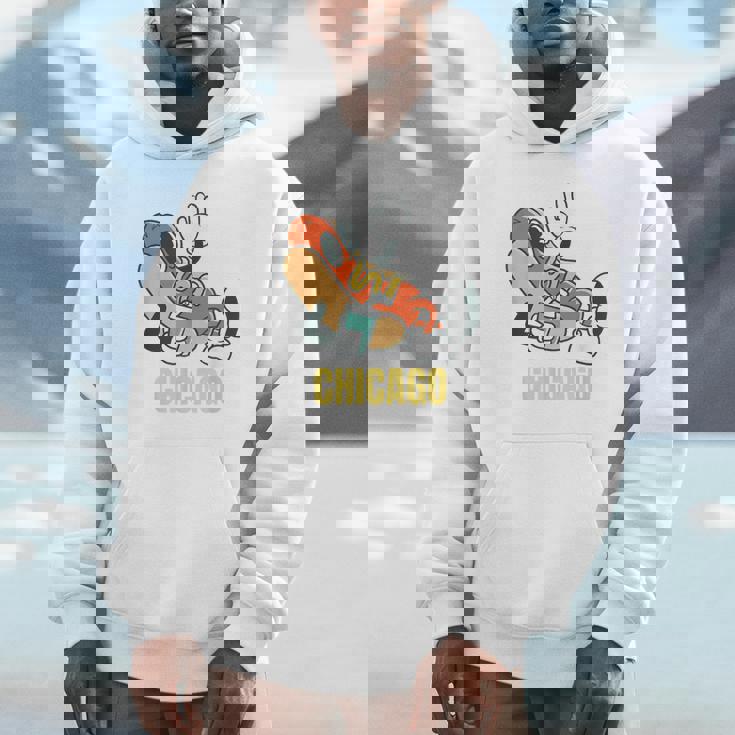 シカゴホットドッグ ストリートフード ホットドッグ マスタード付き パーカー