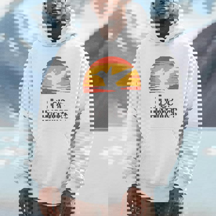 レトロ ヴィンテージ サンセット 2024 I Love Hummers コリブリ ハチドリ パーカー