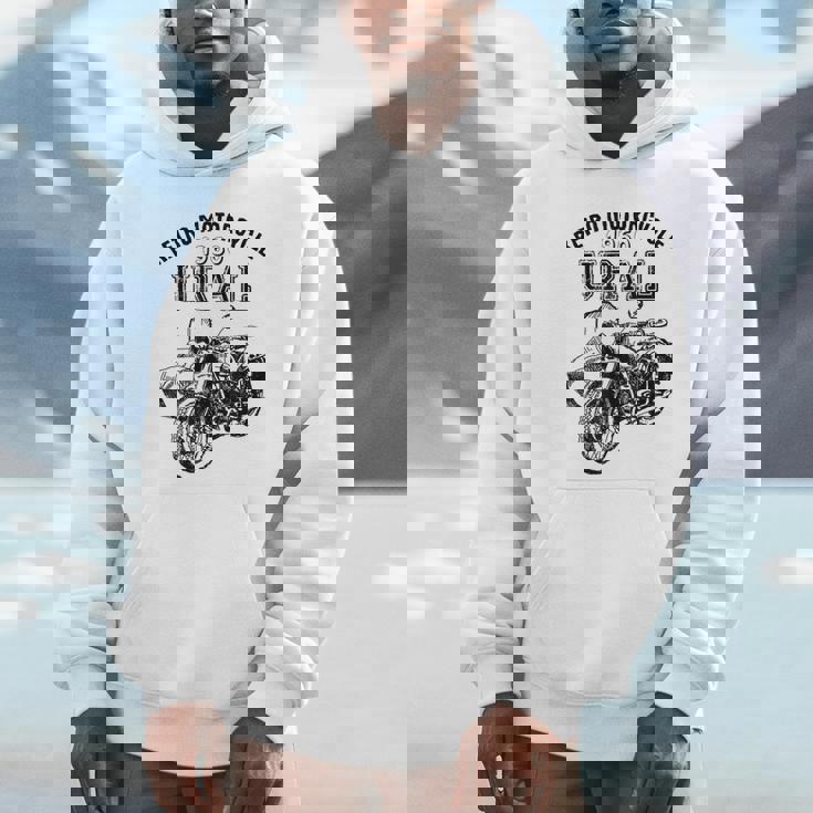 レトロモーターサイクルウラルtシャツ-ヴィンテージサイドカーモーターバイク パーカー