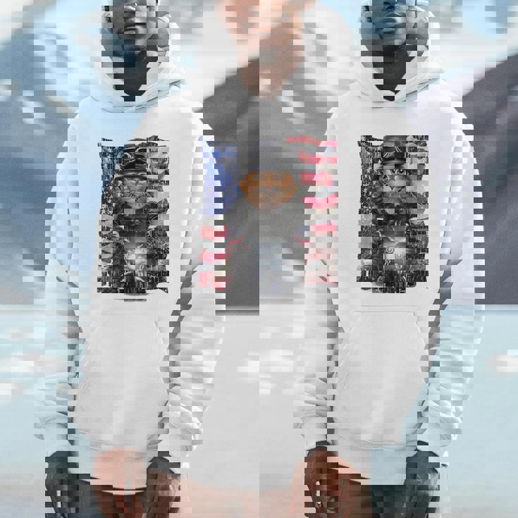 三毛猫 オレンジ猫 ねこ バイク 星条旗 アメリカ パーカー