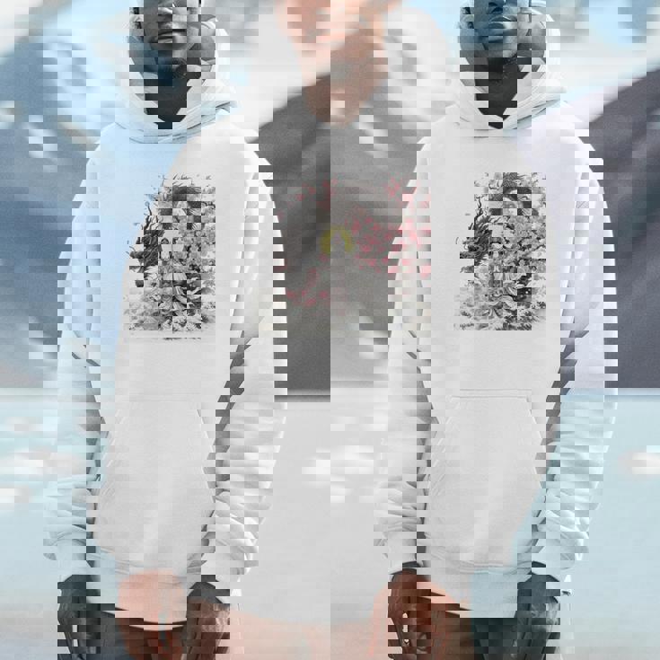 日本 浮世絵 観音菩薩 竜 桜 波 バックプリント 長袖tシャツ パーカー