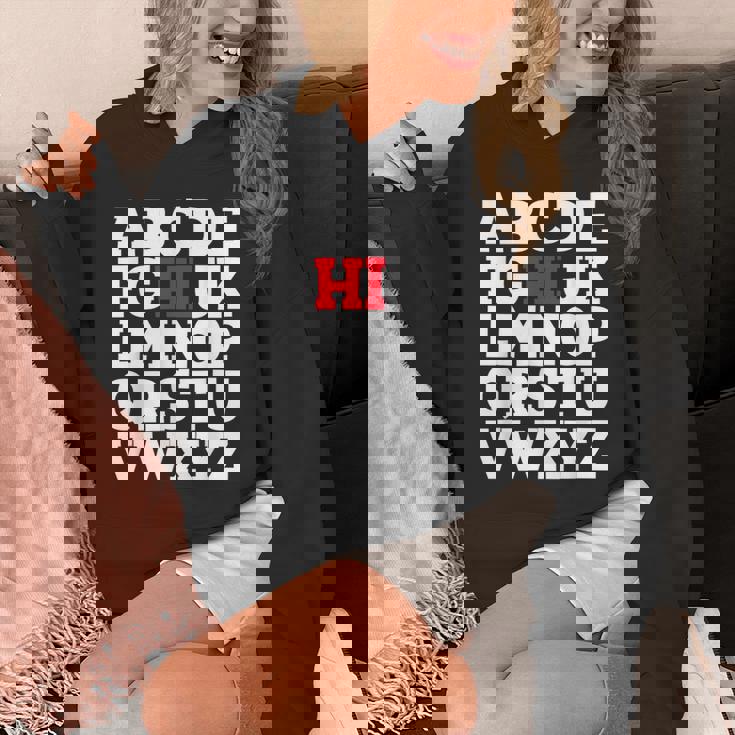 Abcのhiおかしいこんにちはアルファベット学生教師グリーティング パーカー