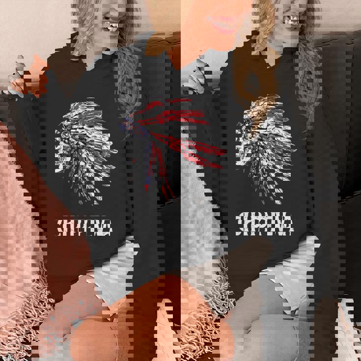 Chippewa ネイティブアメリカン アメリカ国旗 スカルヘッドレス 長袖tシャツ パーカー