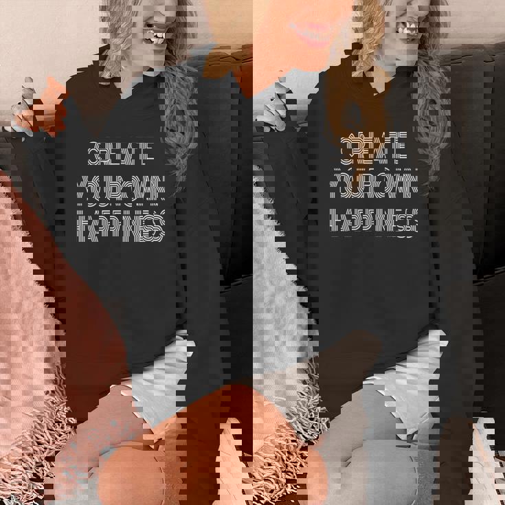 Create Own Happiness モチベーションを高める引用句 インスピレーションの言葉 長袖tシャツ パーカー