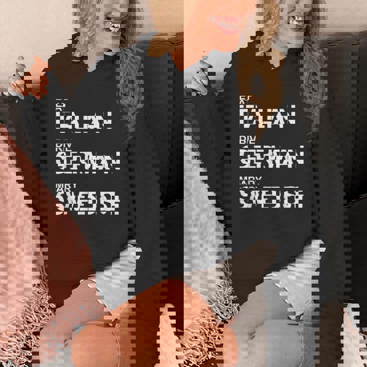 Eat Italian Drive German Marrywedish ユーモラスな言葉 パーカー