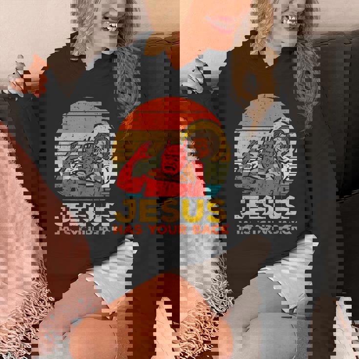 Jesus Has Your Back Jiu Jitsu レトロ クリスチャン メンズ レディース キッズ パーカー