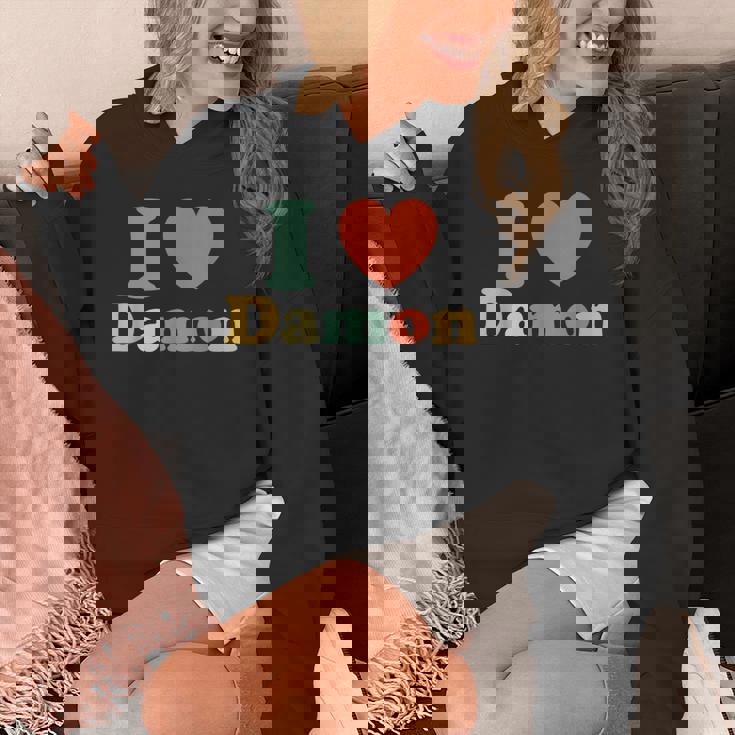 I Love Damon I Heart Damon レッド ハート バレンタイン パーカー