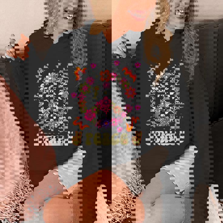 Peace 60年代風 フラワーデザイン パーカー