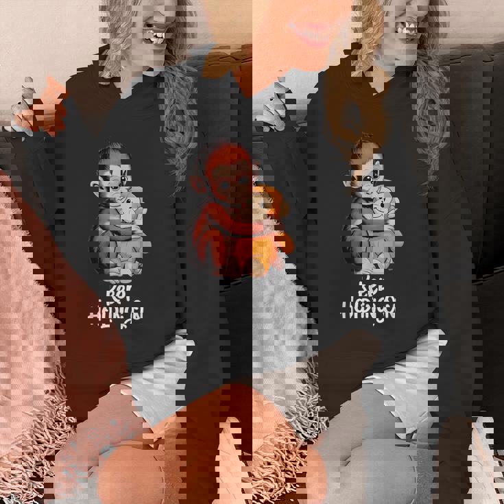 Punch Keep Holding On Cute Baby Monkey グラフィック パーカー