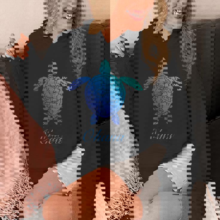 Save The Hawaii ウミガメ ハワイアン ブルー トライバル 亀 ホヌ 長袖tシャツ パーカー