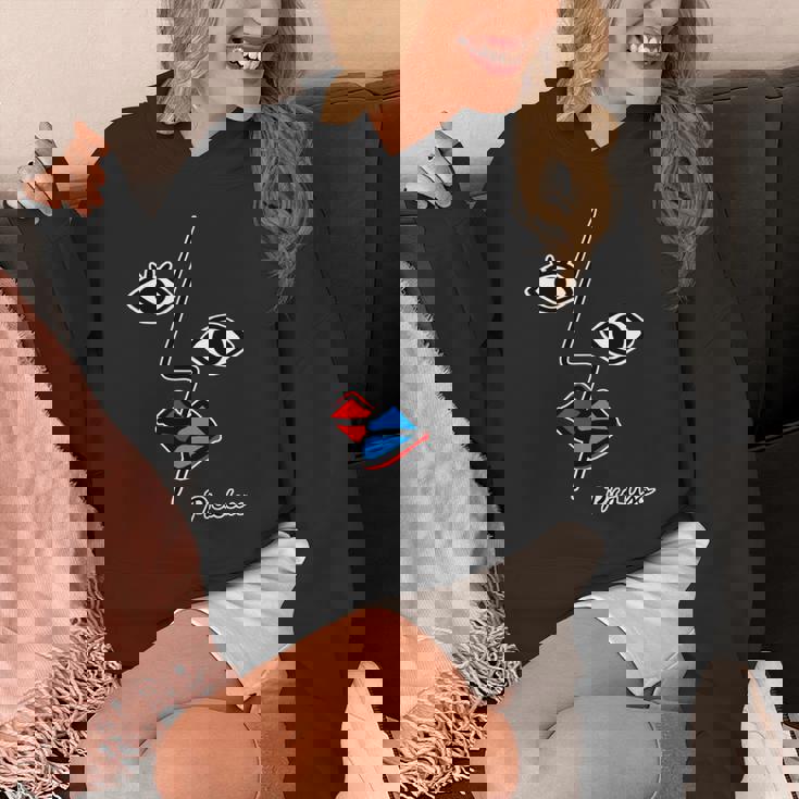 【ピカソ風】顔 男女 キス モダンフェイス（パロディ）【ピカウソ】キュビズム 80年代風 面白い アート 長袖tシャツ パーカー
