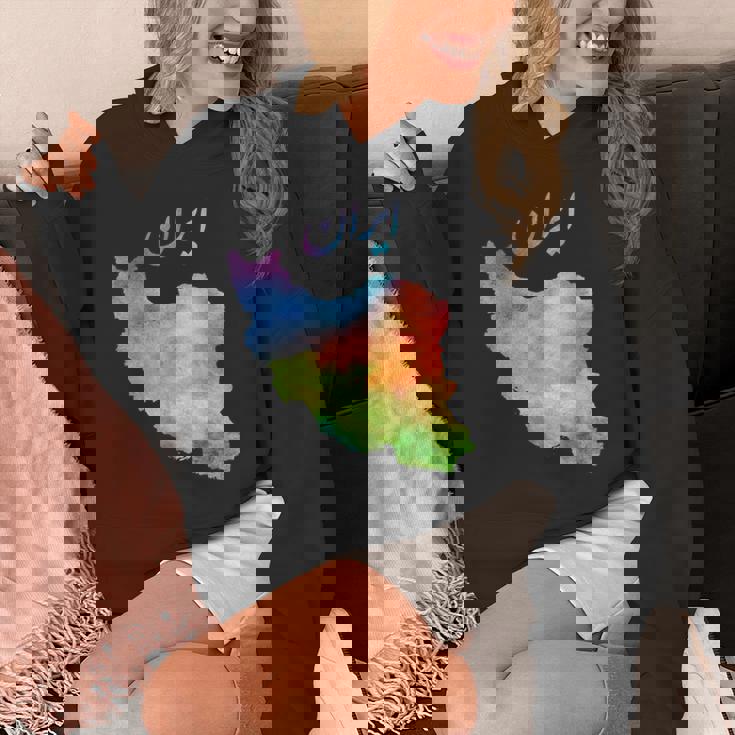 イランの地図 イランのカラフルな地図 水彩イラスト パーカー