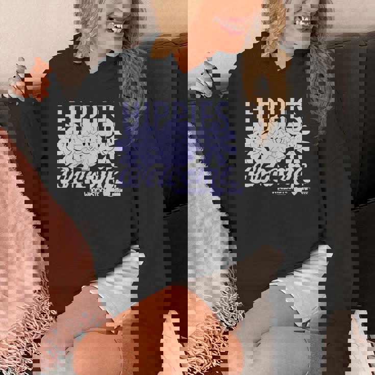 ウッドストック・ヒッピーズ・ウェルカム・スマイリング・フラワーズ 長袖tシャツ パーカー