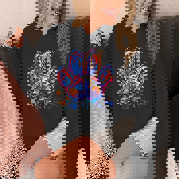 カラフルな動物の犬の足跡 パーカー