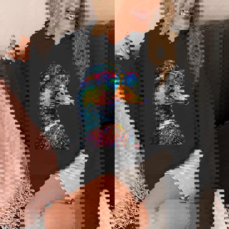 カラフルな虹色のアヒル マガモ ドレイク 小さなアヒル パーカー