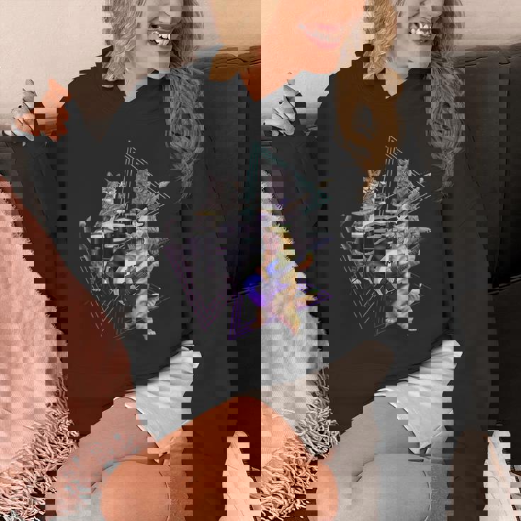 キャットバンド-ベース、ギター、ドラムセットのロックキティ パーカー