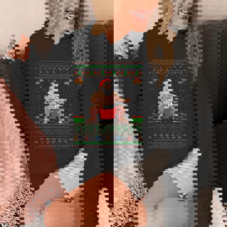 クリスマスセータースタイル サンタ相撲 アグリークリスマス 長袖tシャツ パーカー