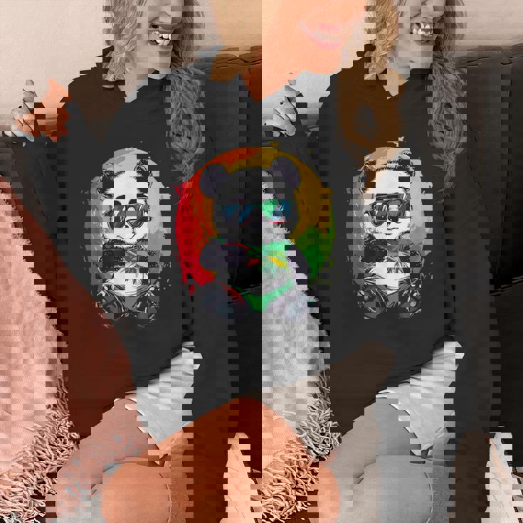 サングラス付きパンダ ラスタカラー パーカー