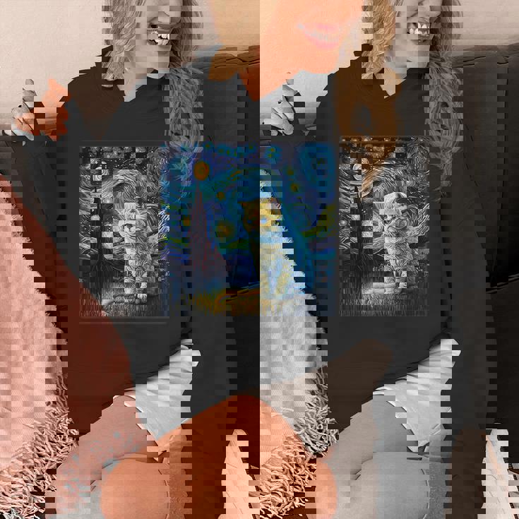 シュールレアリスム 星月夜 エキゾチック ショートヘア 猫 パーカー