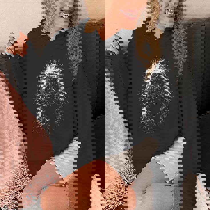 スカンクの肖像画 黒と白の動物愛好家 パーカー