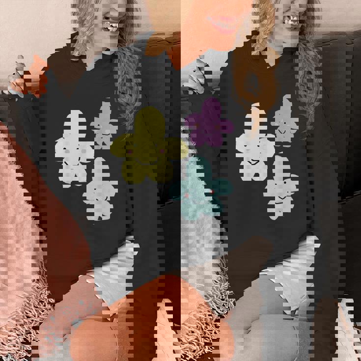 スマイリングフラワー イエロー ブルー パープル 楽しい春 パーカー