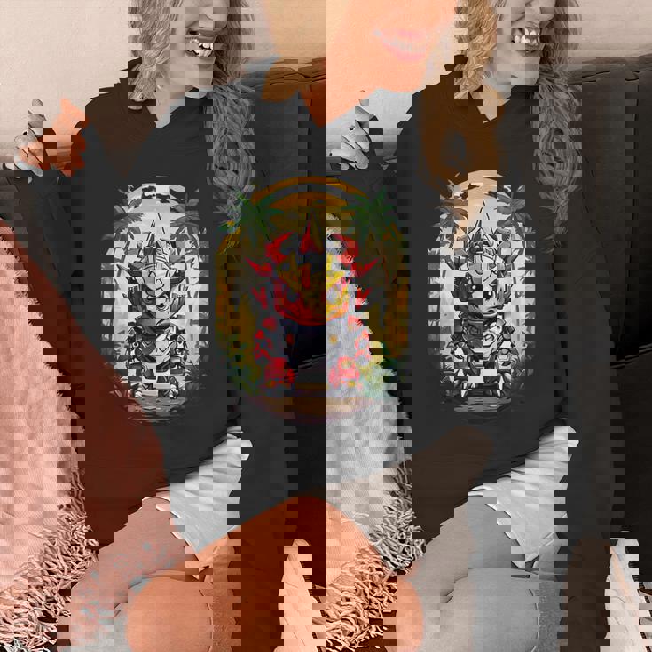 トリケラトプス恐竜ロボット トリケラトプスのマッチングデザイン パーカー