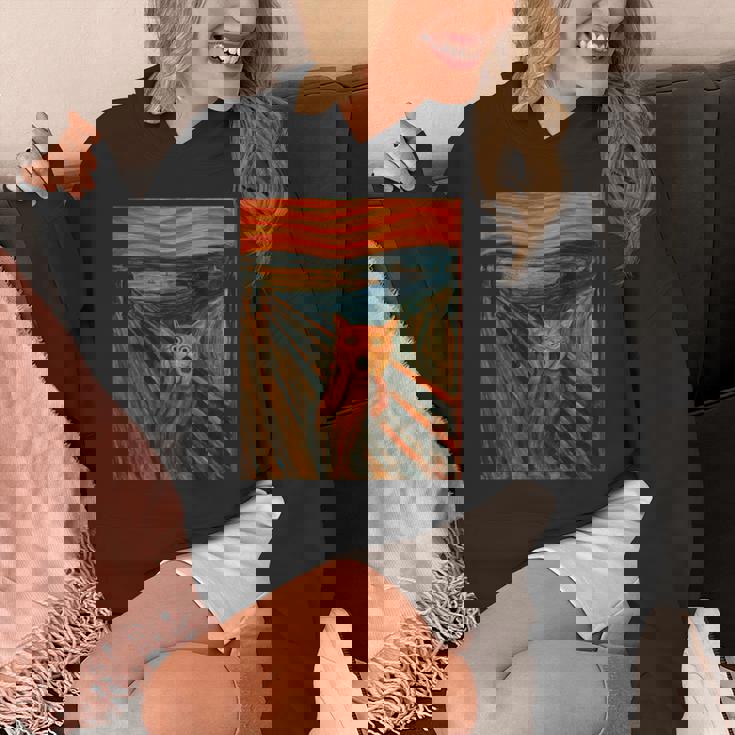 ニャンコの叫び 面白い 猫 ムンクの叫び パロディ おもしろ 服 おもしろグッズ ネタ 長袖tシャツ パーカー