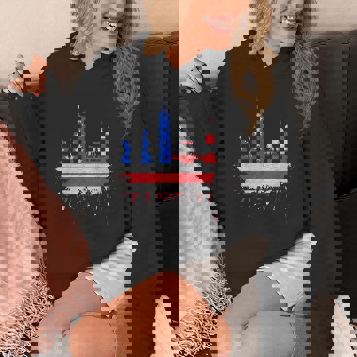 ニューヨーク・スカイライン 星条旗 アメリカ国旗アート Love Ny パーカー