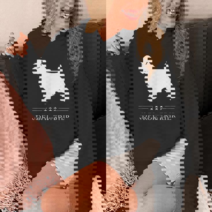 ノーフォークテリア犬の白いシルエット パーカー