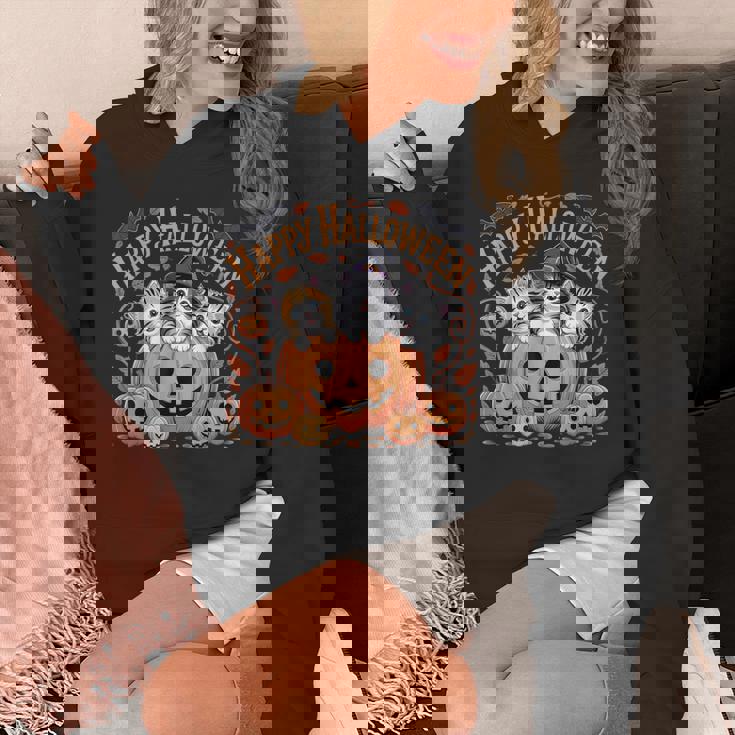 ハッピーハロウィン猫 パンプキン 魔女の帽子デザイン パーカー