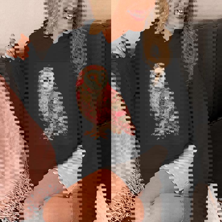 ハート柄の奇抜なパッチワークフクロウ パーカー