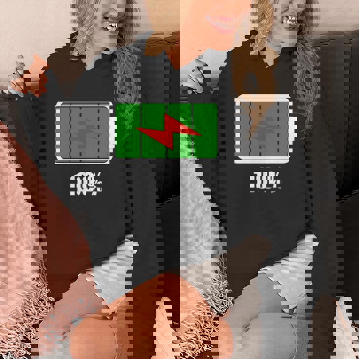 バッテリー100シャツ残量バッテリーフルパワーバッテリーフル。 長袖tシャツ パーカー