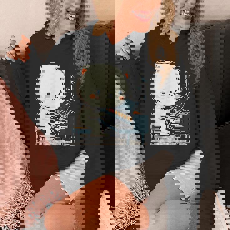 ピアノを弾くかわいい猫 ヴィンテージ かわいい猫 アート 日本アニメ パーカー