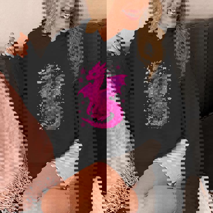 ピンクファンタジー ドラゴンと星 長袖tシャツ パーカー