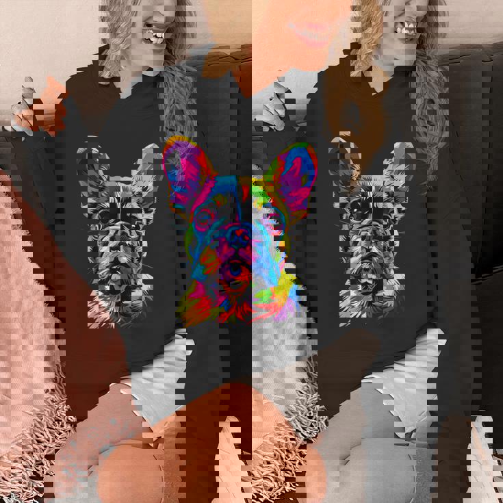 フレンチブルドッグ 犬 カラフル ポップアート レインボーカラー ブルドッグ パーカー