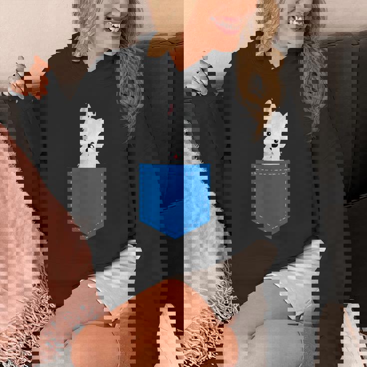 ポケットに犬のウェスティ犬テリアフロントポケット胸 パーカー