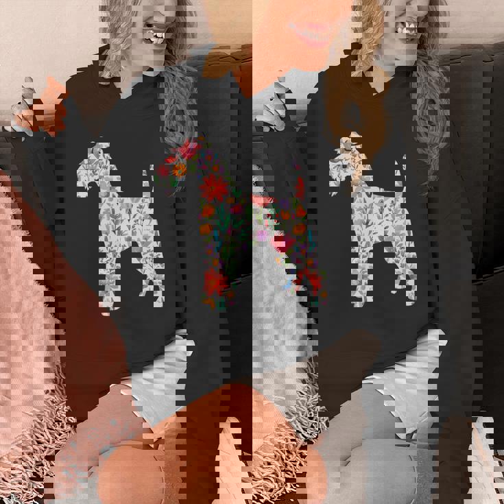 ワイヤーフォックステリア 水彩フラワーデザイン 長袖tシャツ パーカー