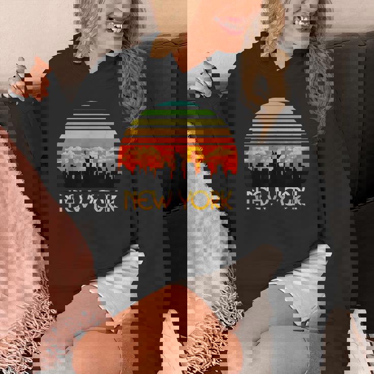 ヴィンテージ レトロ サンセット ダウンタウン ニューヨーク スカイライン パーカー