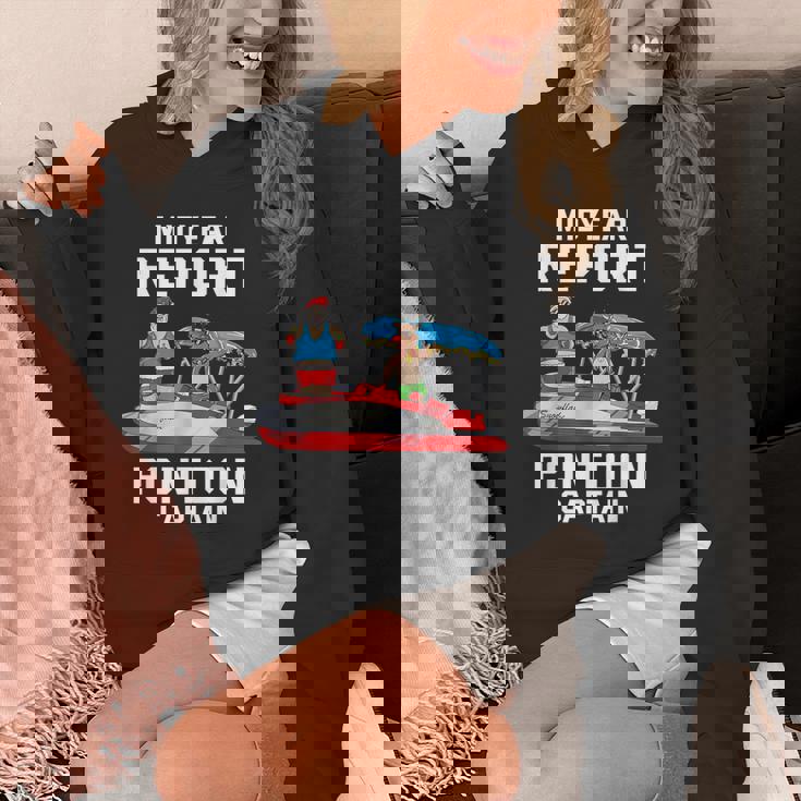 中途報告ポンツーンキャプテンサンタ 7月のクリスマスメンズ パーカー