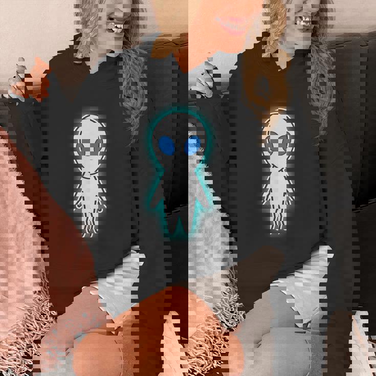 宇宙人 エイリアン『セルフィー』グレイ【ゆるフレンズ】かわいい キャラクター 面白い 長袖tシャツ パーカー