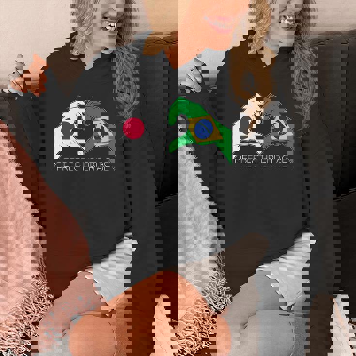 日本とブラジル ブラジル 日本人 パーフェクトヘリテージ ハート 長袖tシャツ パーカー
