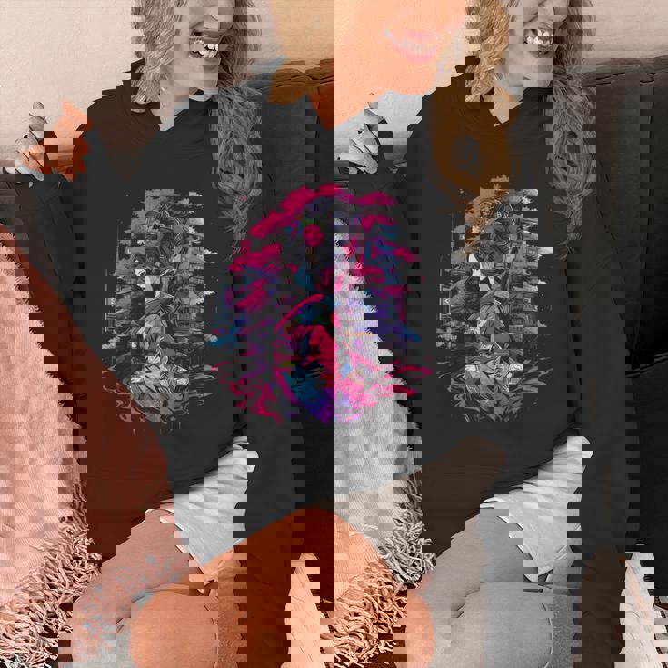 桜と芸者、サイバーパンク・イラストレーション パーカー