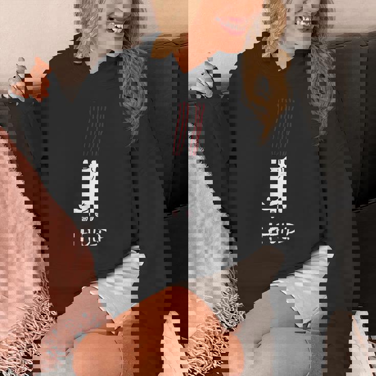 猫が助けを求めている、猫好きの方にオススメの面白いイラスト パーカー