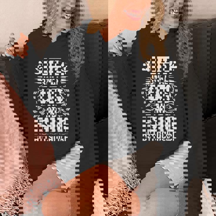 猫と釣り漁師 おもしろ釣り パーカー