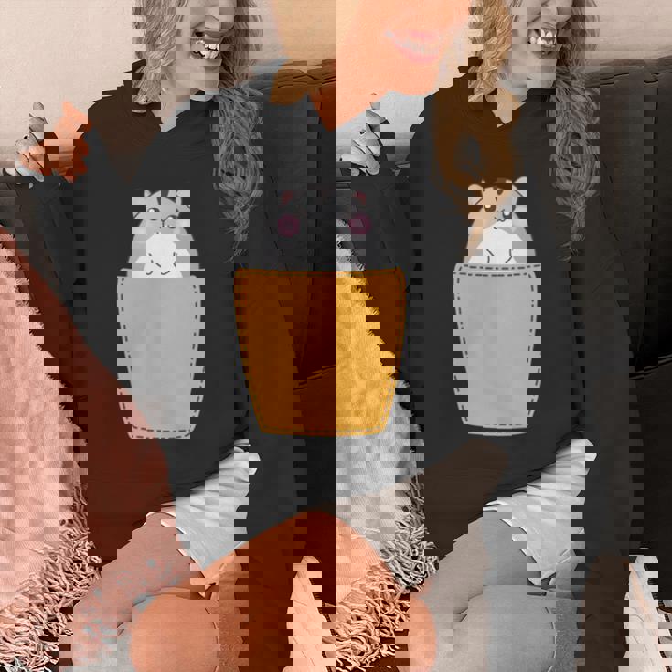 胸ポケットにハムスター 長袖tシャツ パーカー