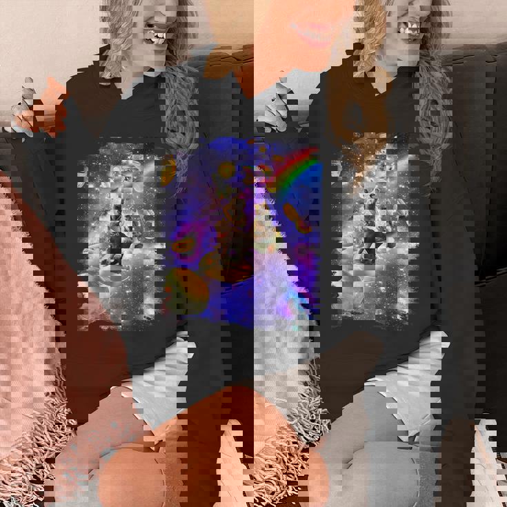 虹銀河のホットドッグに乗る宇宙の猫 パーカー