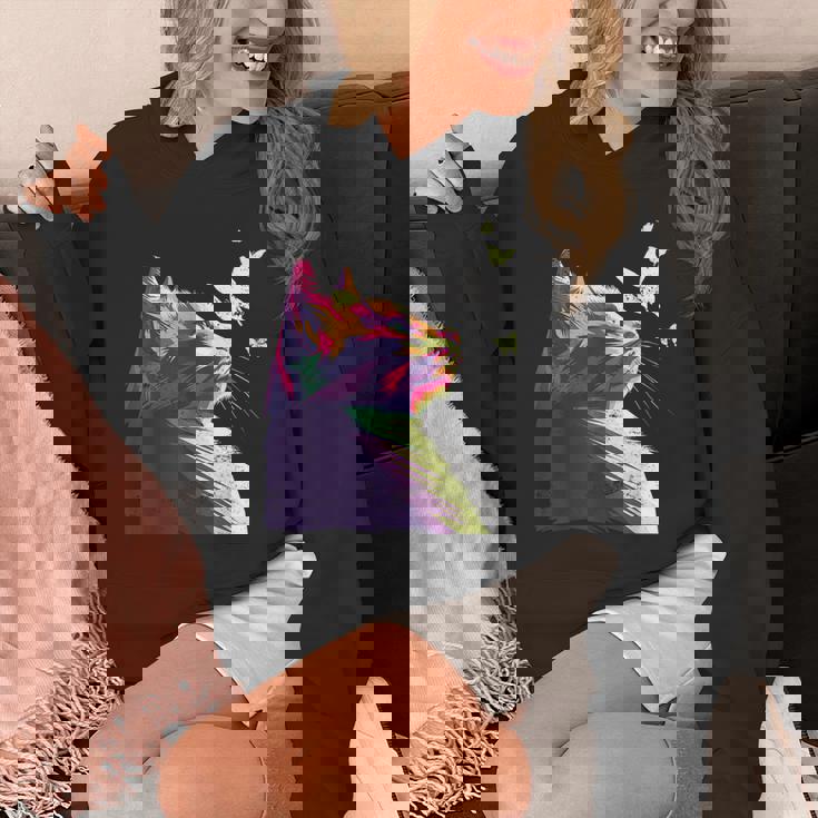 蝶と美しいカラフルな猫、パープル パーカー